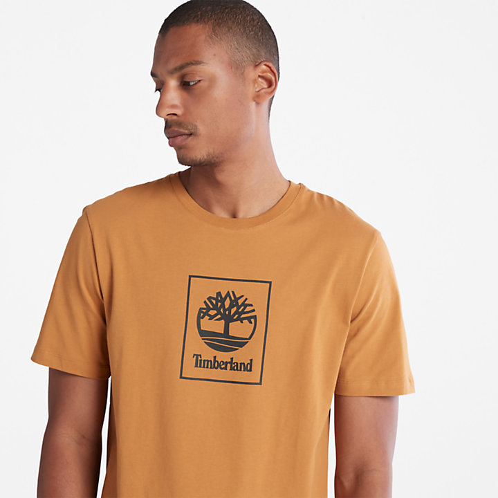 Stack T-shirt met logo voor heren in oranje-
