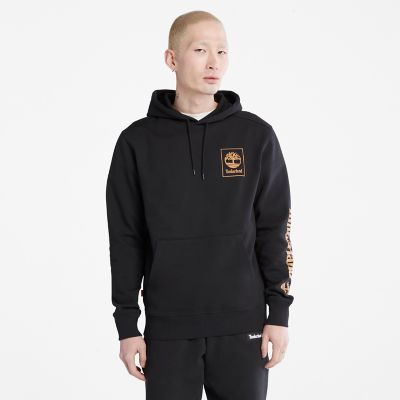 Stacked Logo Hoodie for Men in Black | Timberland