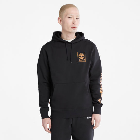 Stacked Logo Hoodie for Men in Black | Timberland