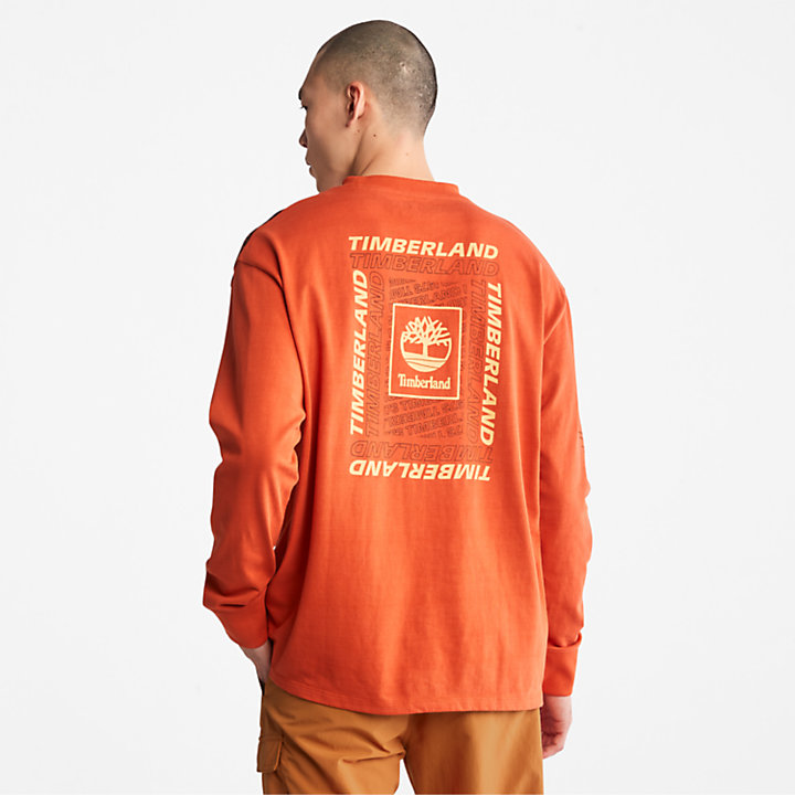 T-shirt a Maniche Lunghe con Grafica Outdoor Archive in arancione-