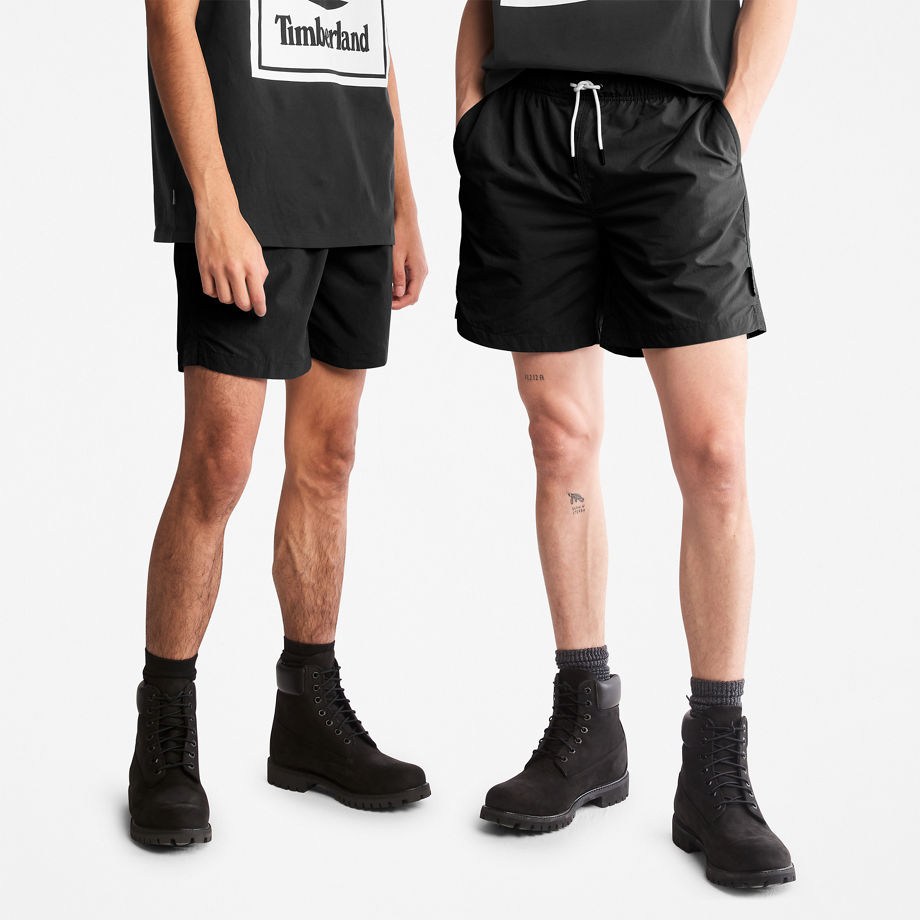 Timberland All Gender Windbreaker Shorts In Black Black Unisex