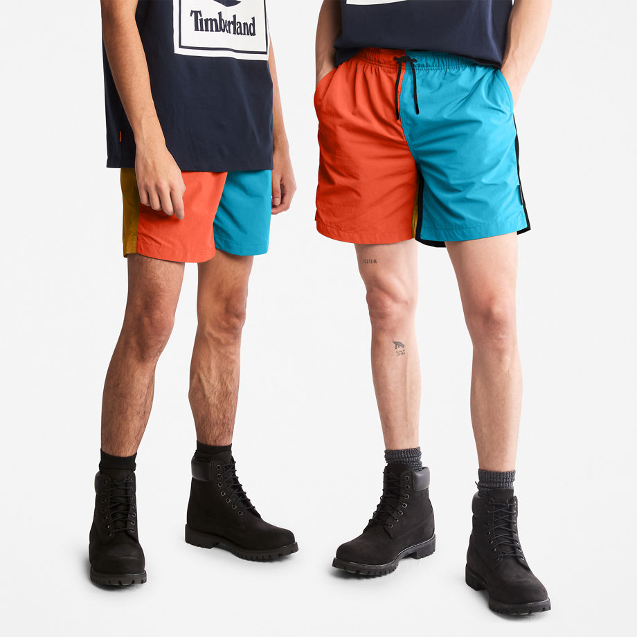 Timberland All Gender Windbreaker Shorts In Orange Orange Unisex