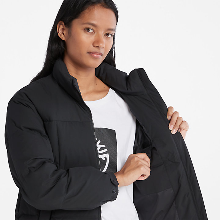 Oversized Down-free Puffer Jacket for Women in Black-