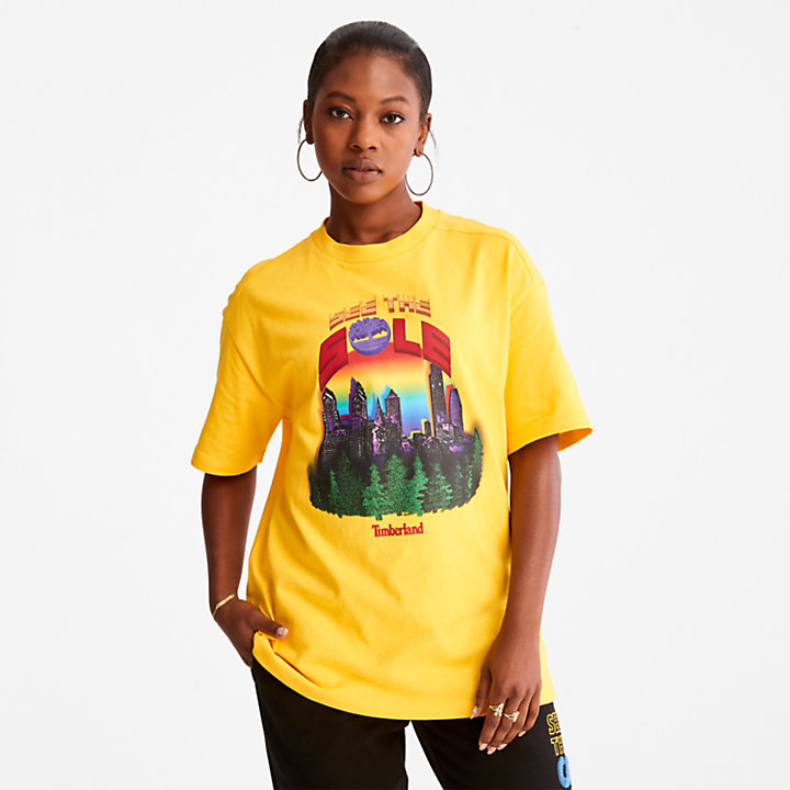 Camiseta con Estampado Gráfico Black History Month para Unisex en amarillo-