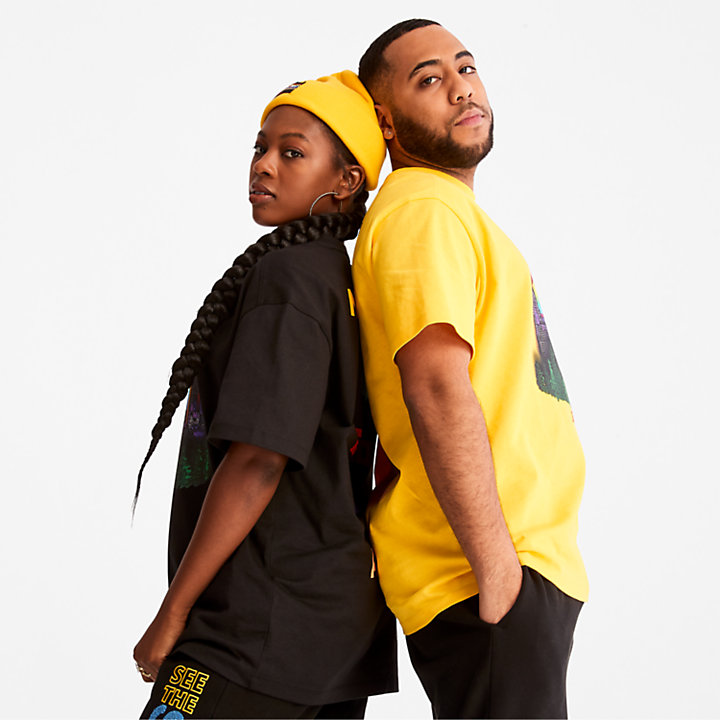 T-shirt à imprimé graphique Black History Month pour unisexe en jaune-