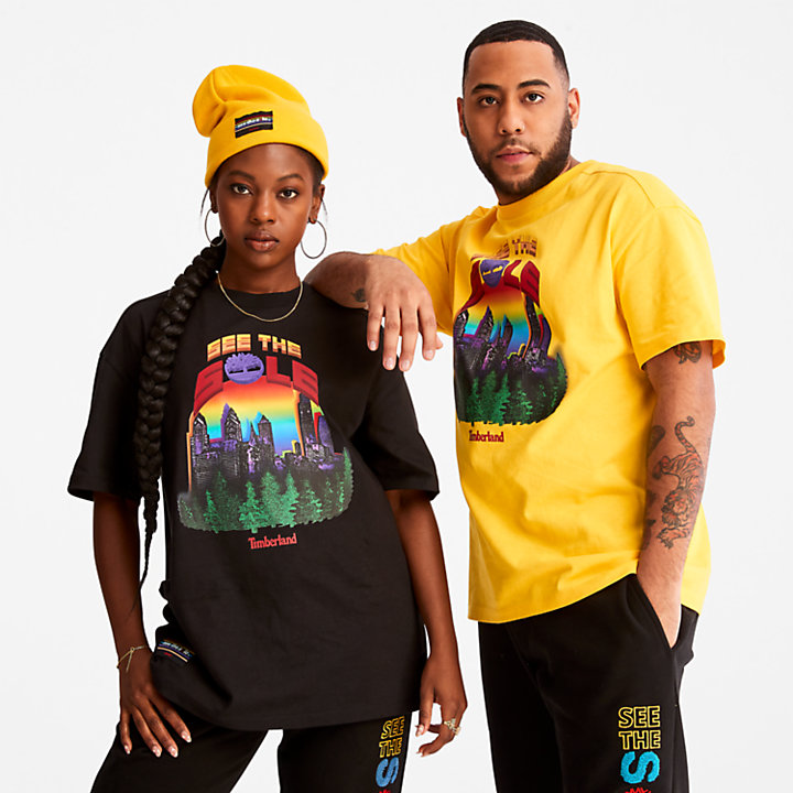 Camiseta con Estampado Gráfico Black History Month para Unisex en amarillo-