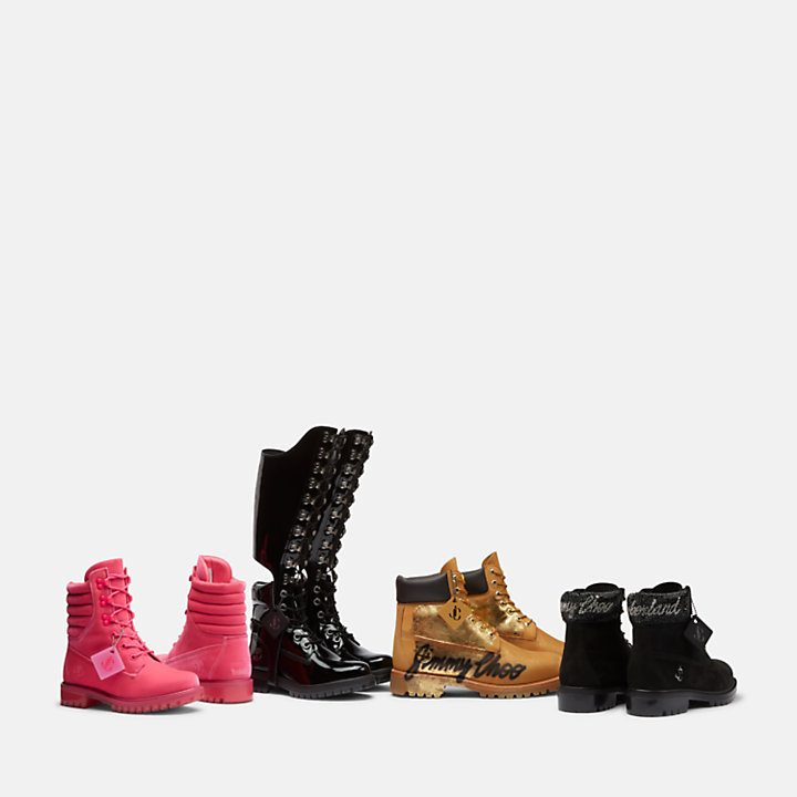 Jimmy Choo x Timberland® Puffer-Collar Boot voor dames in roze-