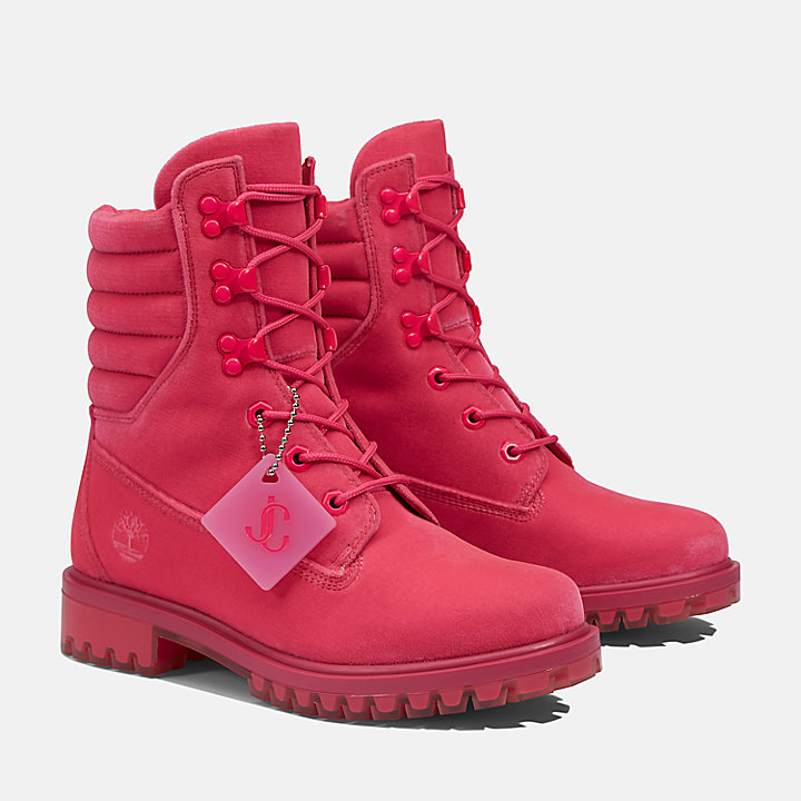 Jimmy Choo x Timberland® 6-Inch-Boot mit gestepptem Rand für Damen in Pink
