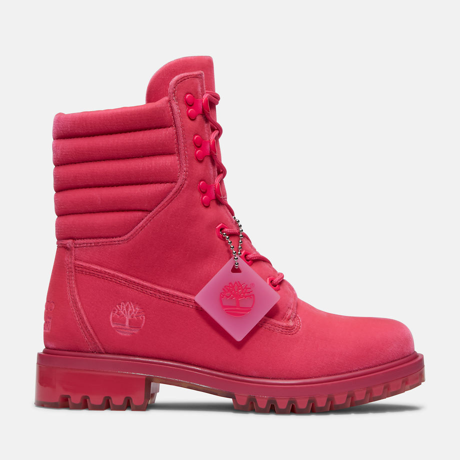 Jimmy Choo X Timberland Puffer-collar Boot For Women In Pink Pink