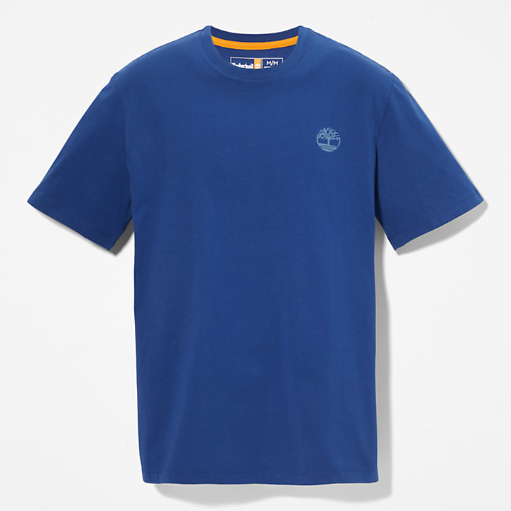 T-shirt multi-logo pour homme en bleu-