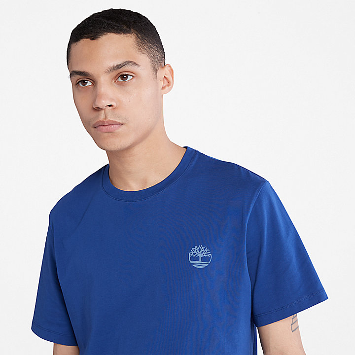 T-shirt multi-logo pour homme en bleu