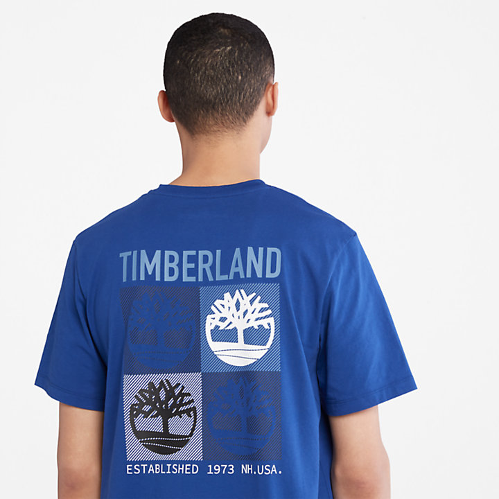 T-shirt multi-logo pour homme en bleu-