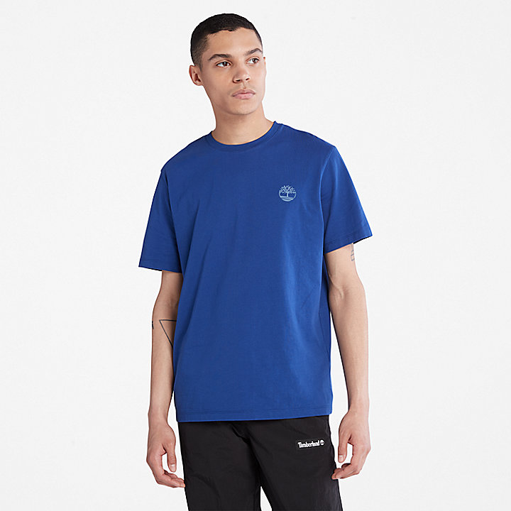 T-shirt multi-logo pour homme en bleu
