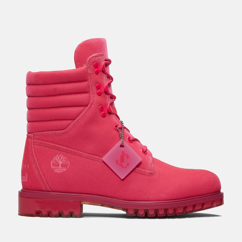 Jimmy Choo X Timberland 6 Inch Puffer-collar Boot For Men In Pink Pink