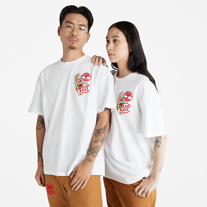 T-shirt de Manga Curta CLOT x Timberland® em branco-