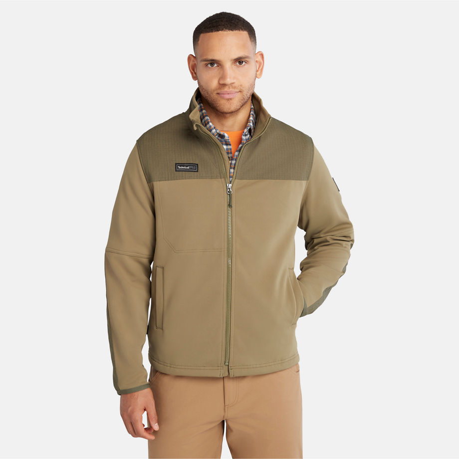 Timberland Pro Trailwind Fleece Jacket For Men In Beige Dark Green, Size L