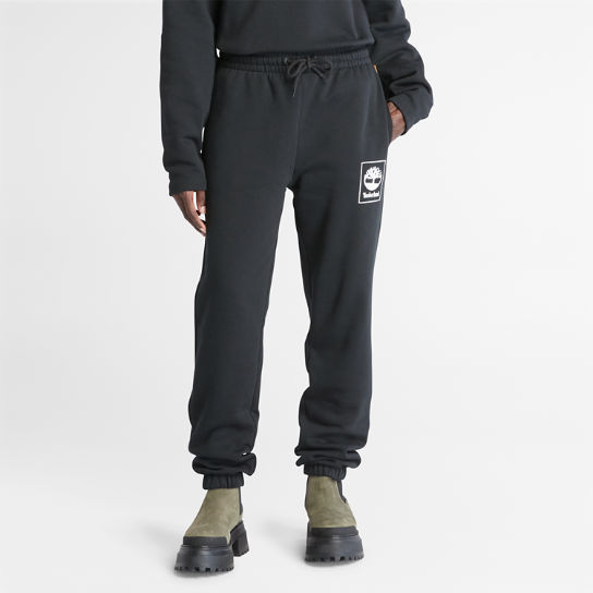 Pantalon de survêtement avec logo empilé pour femme en noir | Timberland