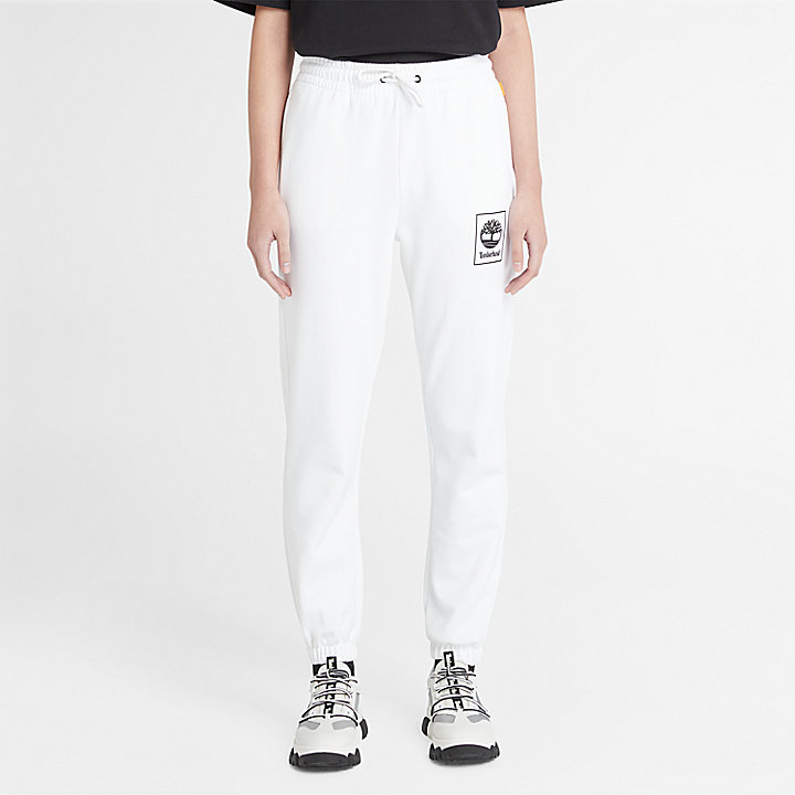 Pantalon de survêtement avec logo empilé pour femme en blanc