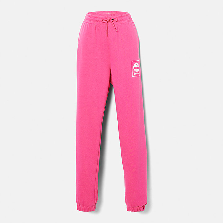 Pantalon de survêtement avec logo empilé pour femme en rose
