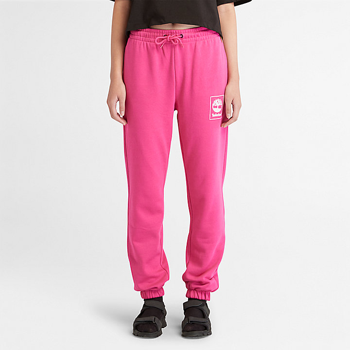 Pantalon de survêtement avec logo empilé pour femme en rose