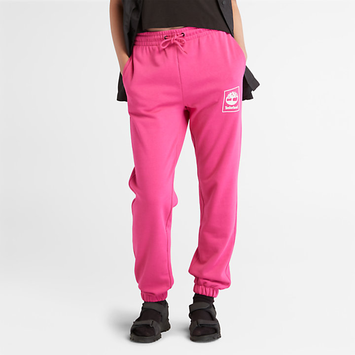 Pantalon de survêtement avec logo empilé pour femme en rose-