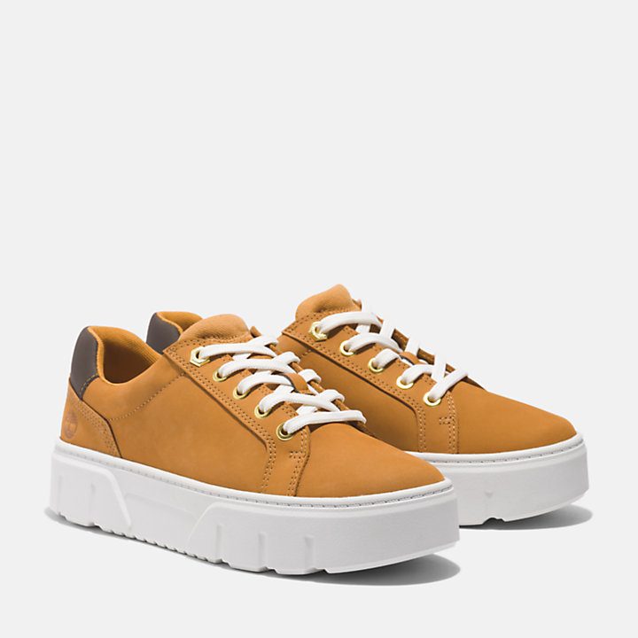 Low Lace-Up Trainer for Women in Yellow-