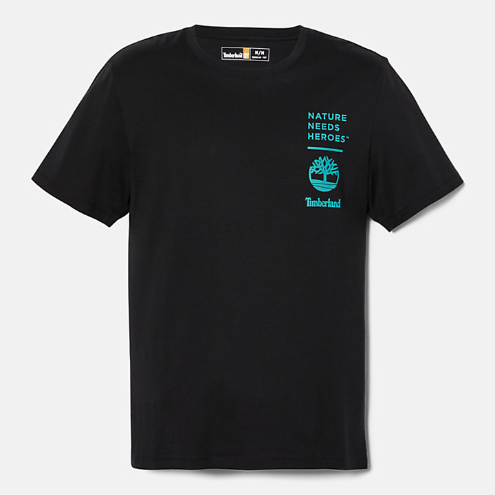Slogan-T-Shirt mit Grafik-Print hinten für Herren in Schwarz-