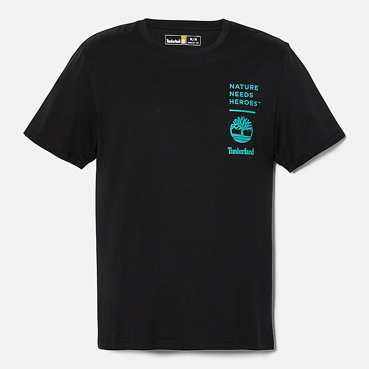 T-shirt met sloganprint op de achterkant voor heren in zwart