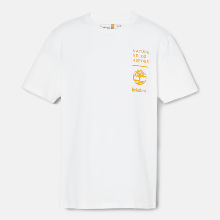 Slogan-T-Shirt mit Grafik-Print hinten für Herren in Weiß-