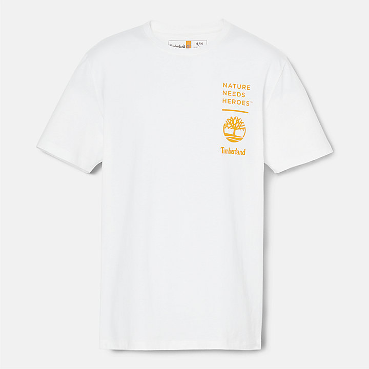 T-shirt à slogan et graphique au dos pour homme en blanc