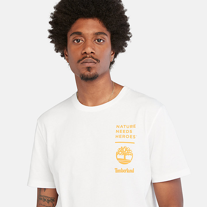 T-shirt met sloganprint op de achterkant voor heren in wit