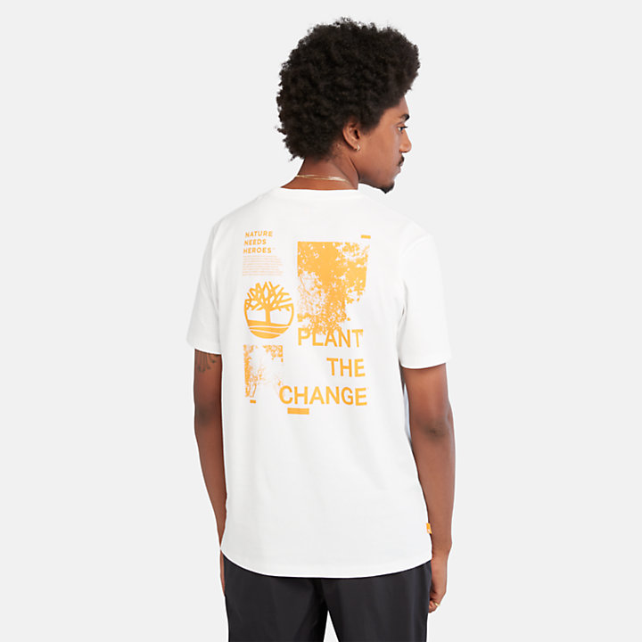 Slogan-T-Shirt mit Grafik-Print hinten für Herren in Weiß-