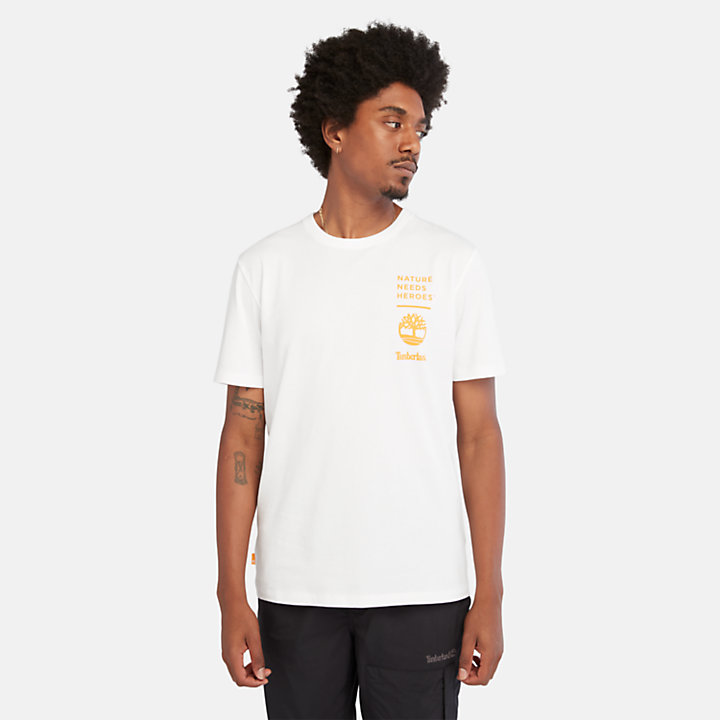 T-shirt con Grafica sul Retro da Uomo in bianco-