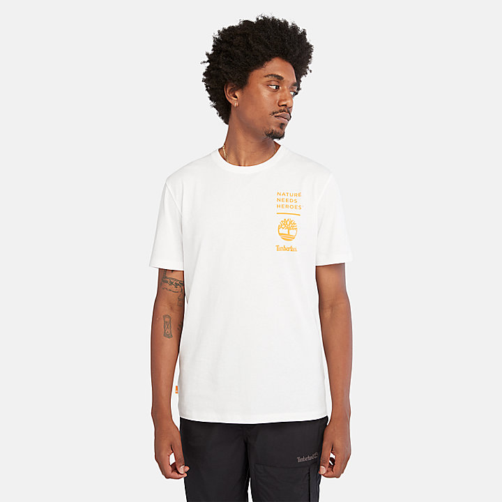 Slogan-T-Shirt mit Grafik-Print hinten für Herren in Weiß