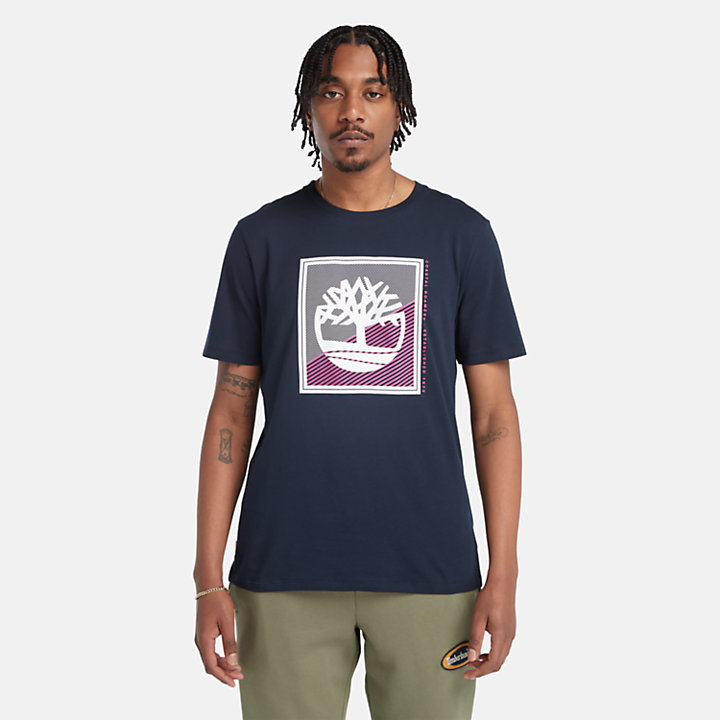T-Shirt mit Grafik-Print für Herren in Navyblau-