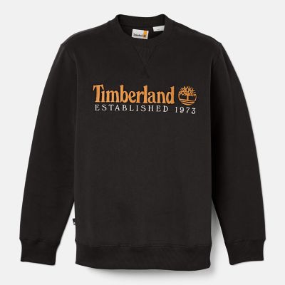 Est 1973 Logo Crew Sweatshirt For Men In Black Timberland   A65DD001 Alt10