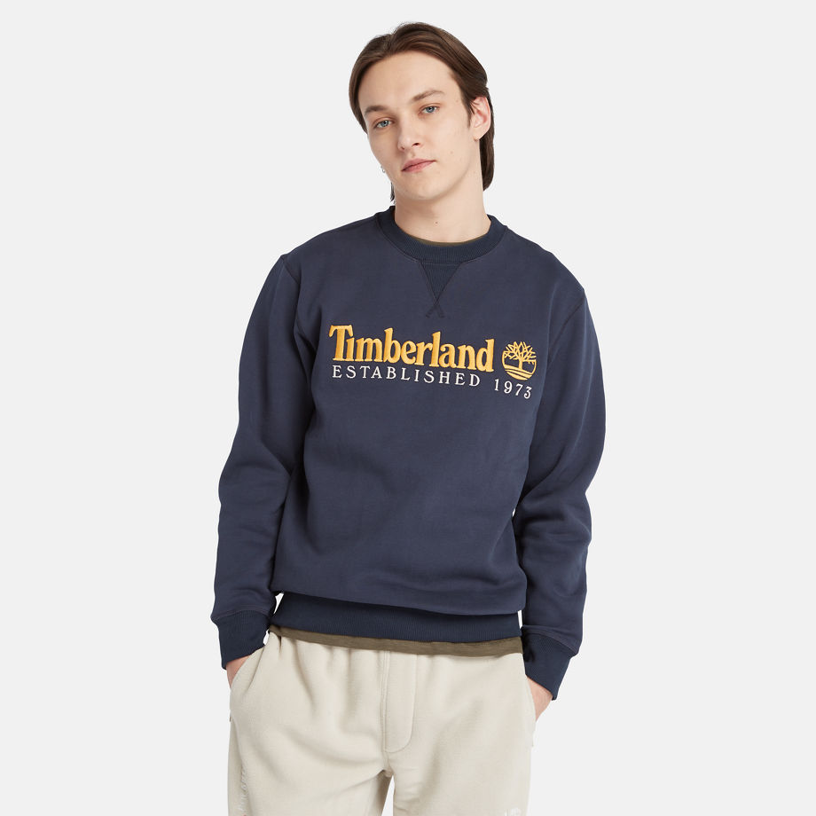 Timberland Est. 1973 Logo Crew Sweatshirt For Men In Navy Navy, Size XL