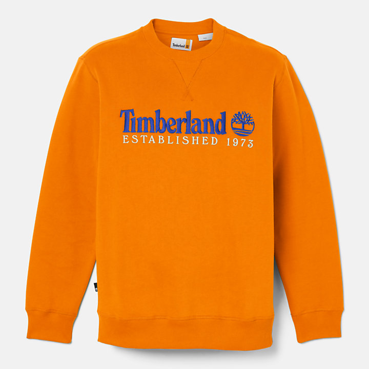 Est. 1973 Logo Crew Sweatshirt for Men in Orange-