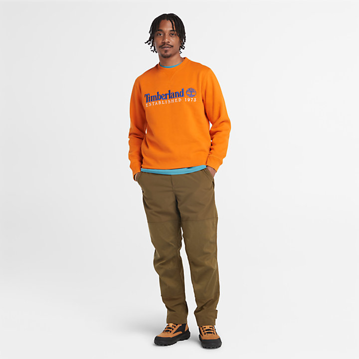 Est. 1973 Logo Crew Sweatshirt for Men in Orange-