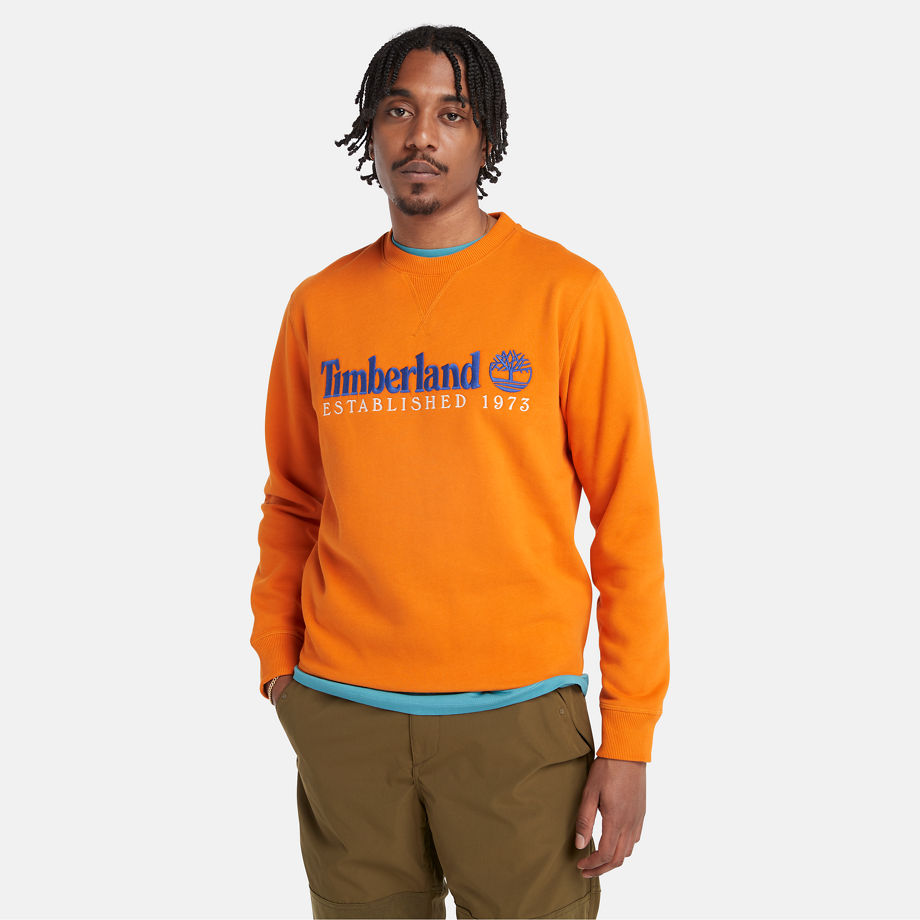 Timberland Est. 1973 Logo Crew Sweatshirt For Men In Orange Orange, Size XXL