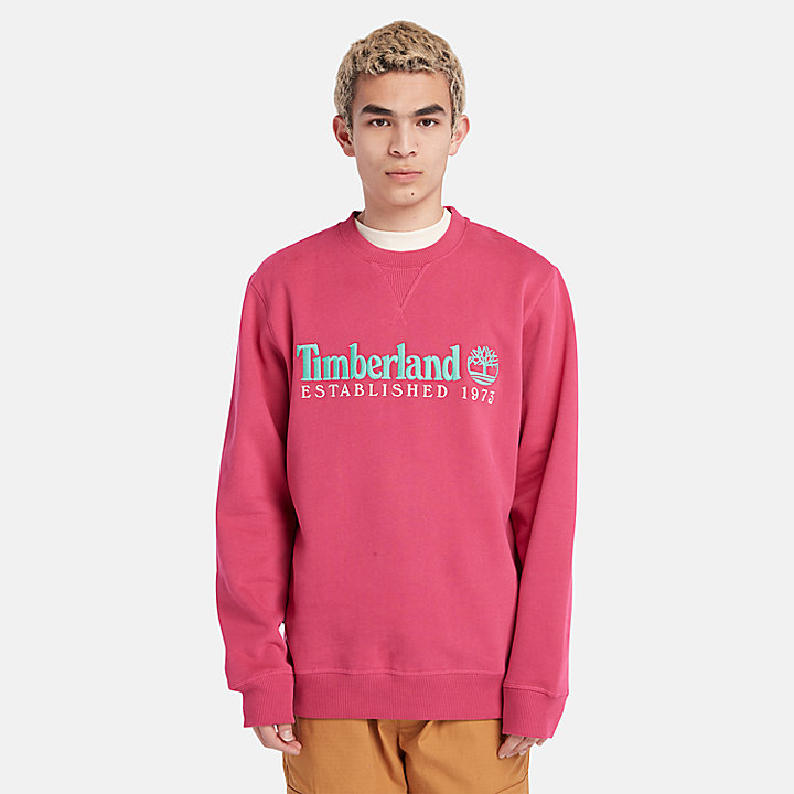 Est. 1973 Logo Crew Sweatshirt for Men in Pink