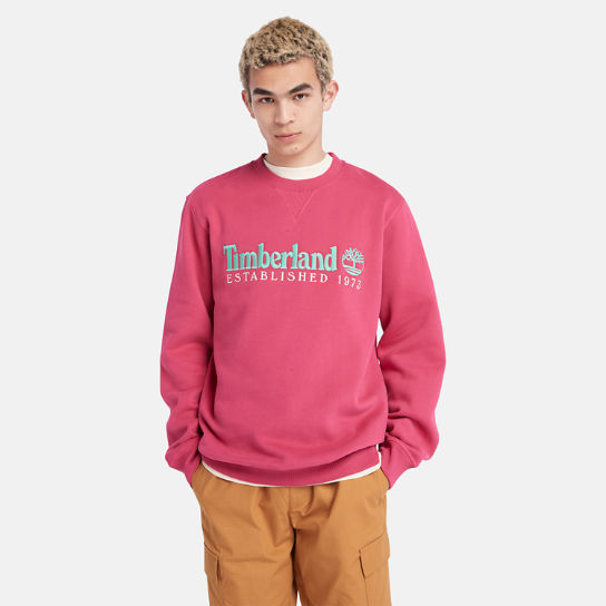 Est. 1973 Logo Crew Sweatshirt voor heren in roze | Timberland