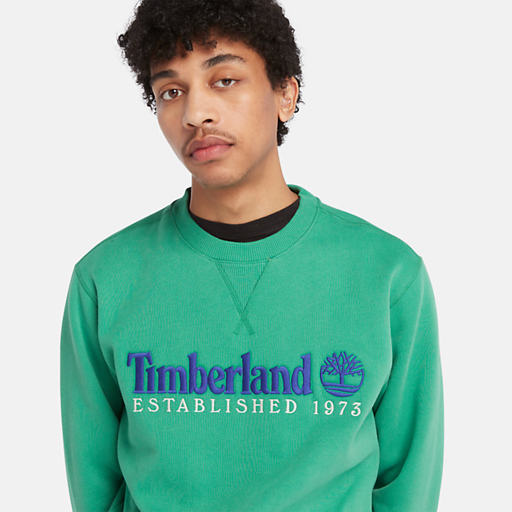 Est. 1973 Logo Crew Sweatshirt for Men in Green-