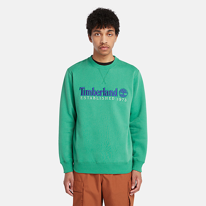 Est. 1973 Logo Crew Sweatshirt for Men in Green