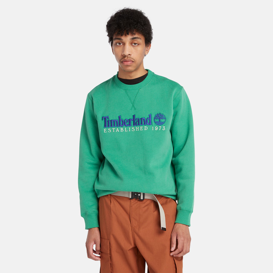 Timberland Est. 1973 Logo Crew Sweatshirt For Men In Green Green, Size XXL