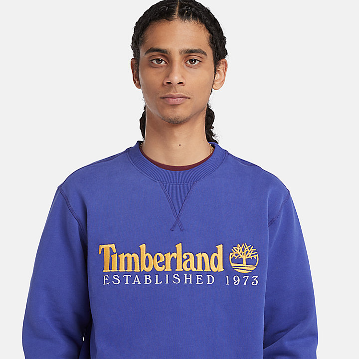 Est. 1973 Logo Crew Sweatshirt for Men in Blue | Timberland