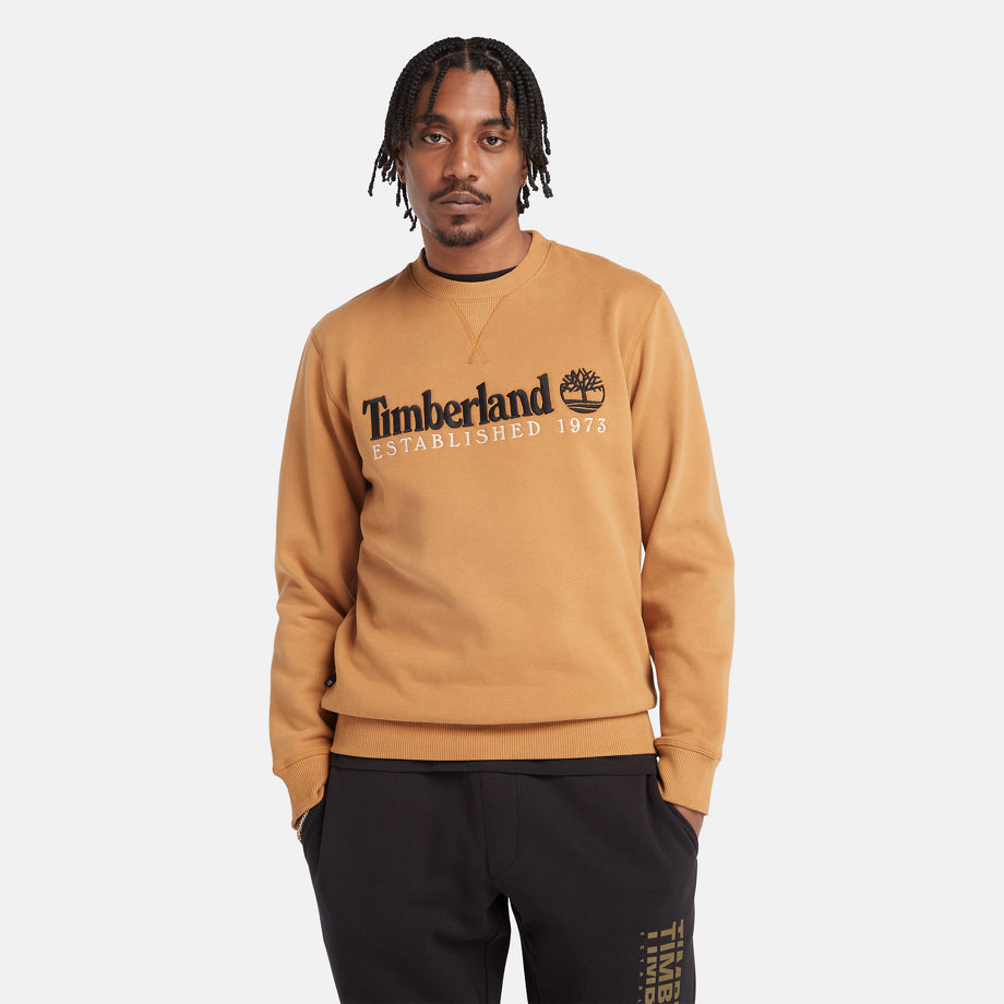 Timberland Est. 1973 Logo Crew Sweatshirt For Men In Yellow Yellow, Size XL