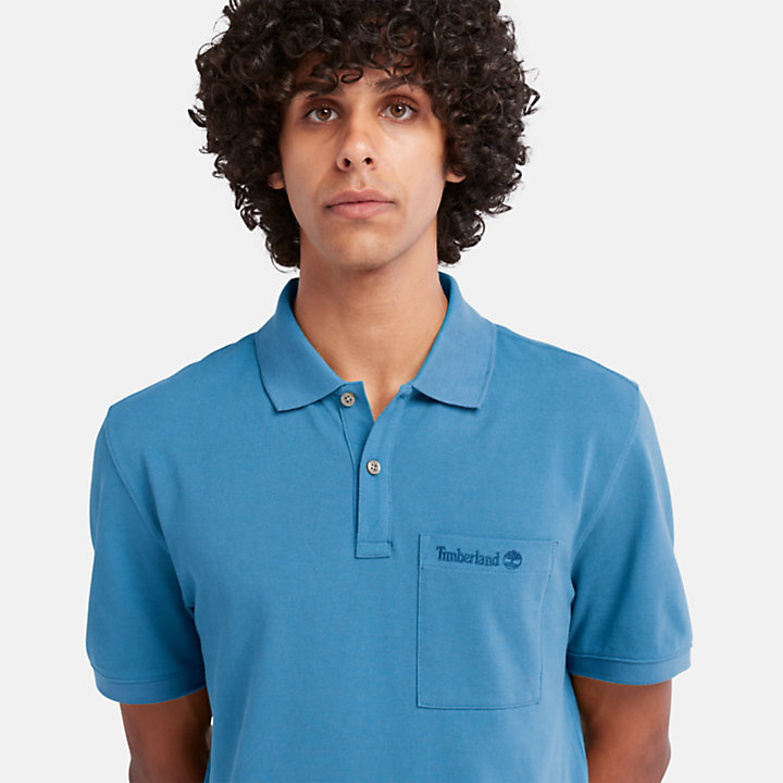Polo avec poche pour homme en bleu-