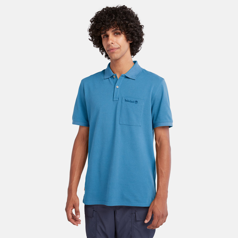 Timberland Pocket Polo For Men In Blue Blue, Size S