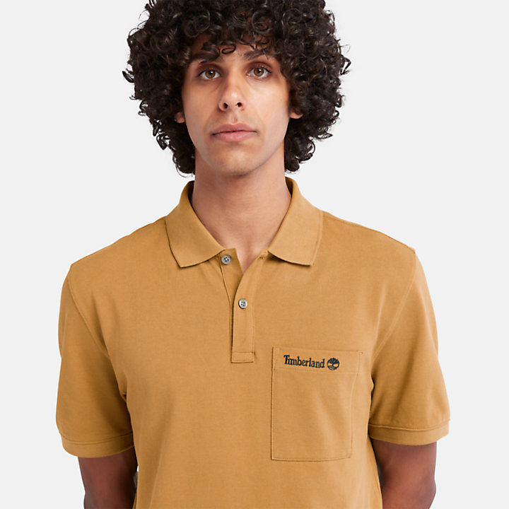 Poloshirt mit Tasche für Herren in Gelb-